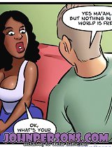 Black chicks hitting on white guys in John Persons comic porn